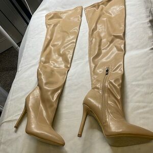 Brand New Thigh High tan boots from Fasion Nova
